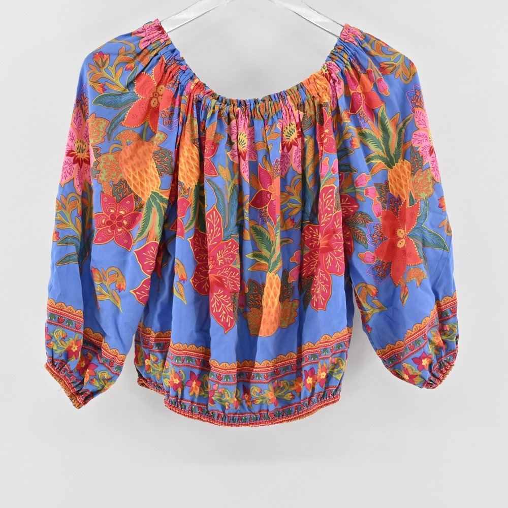Cynthia Rowley Floral Top Womens S Tropical Off The‎ Shoulder Balloon Sleeve
